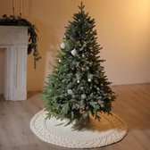 Luxe gebreide kerstboomrok, Gebreid Kerstboomkleed, crème wit - 122cm
