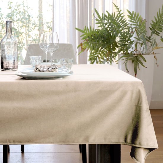 Nappe Velours 145x250cm blanc tourterelle