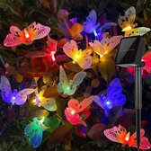 Lichtsnoer op zonne-energie Buiten, 12 LED Solar String Lights Outdoor Lichtslingers, 8 Modi IP65 Waterdichte Multi Kleur Vlinder Fairy Licht Verlichting voor Thuis Tuin Feest Kerstmis Decoratie