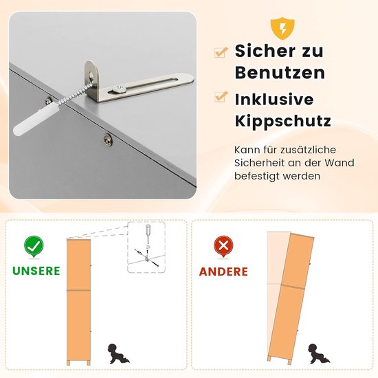 Badkamerzuil Met 2 Deuren En 1 Lade - Verstelbare Planken - Wit - 42 X 36 X 162 5 Cm