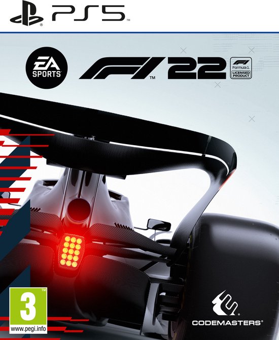 F1 22 PS5-hoes met achterspoiler en verlichting van een F1 auto.