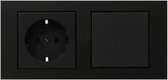 Prise de courant avec interrupteur - Double interrupteur encastrable - Zwart mat - OVIVO