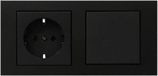 Prise de courant avec interrupteur - Double interrupteur encastrable -  Zwart mat - OVIVO
