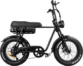 EB2 Fatbike E-bike 250Watt motorvermogen topsnelheid 25 km/u 20X4.0” Banden 7 Versnellingen met alarm zwart