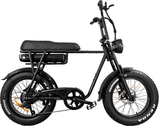 EB2 Fatbike E-bike 250Watt motorvermogen topsnelheid 25 km/u 20X4.0” Banden 7 Versnellingen met alarm zwart