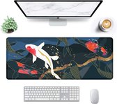 Bol.com Gaming muismat XXL 800 x 300 mm Japanse koi-kunst en zwart groot genaaide randen waterdicht anti-slip aanbieding