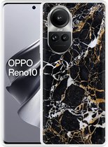 Cazy Hoesje geschikt voor Oppo Reno10 Pro 5G Zwart Goud Marmer
