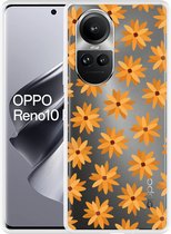 Cazy Hoesje geschikt voor Oppo Reno10 Pro 5G Oranje Bloemen