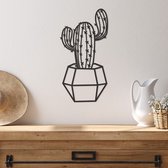Geometrische Wanddecoratie Cactus - Geometrische Muurdecoratie Cactus - Geometrische Cactus - Muurdecoratie Hout - Wanddecoratie Hout - Muurdecoratie Woonkamer - Wanddecoratie Woonkamer - Wanddecoratie Industrieel - 49 x 25 cm