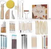 ArtJo 61-delige Klei Gereedschap Pottenbakken Boetseren Boetseer Set - Beeldhouwen - Boetseergereedschap - Spatels/Mes/Mesjes/Mirettes - Keramiek/Polymeer/Boetseerklei - Modelleer – Kleigereedschap