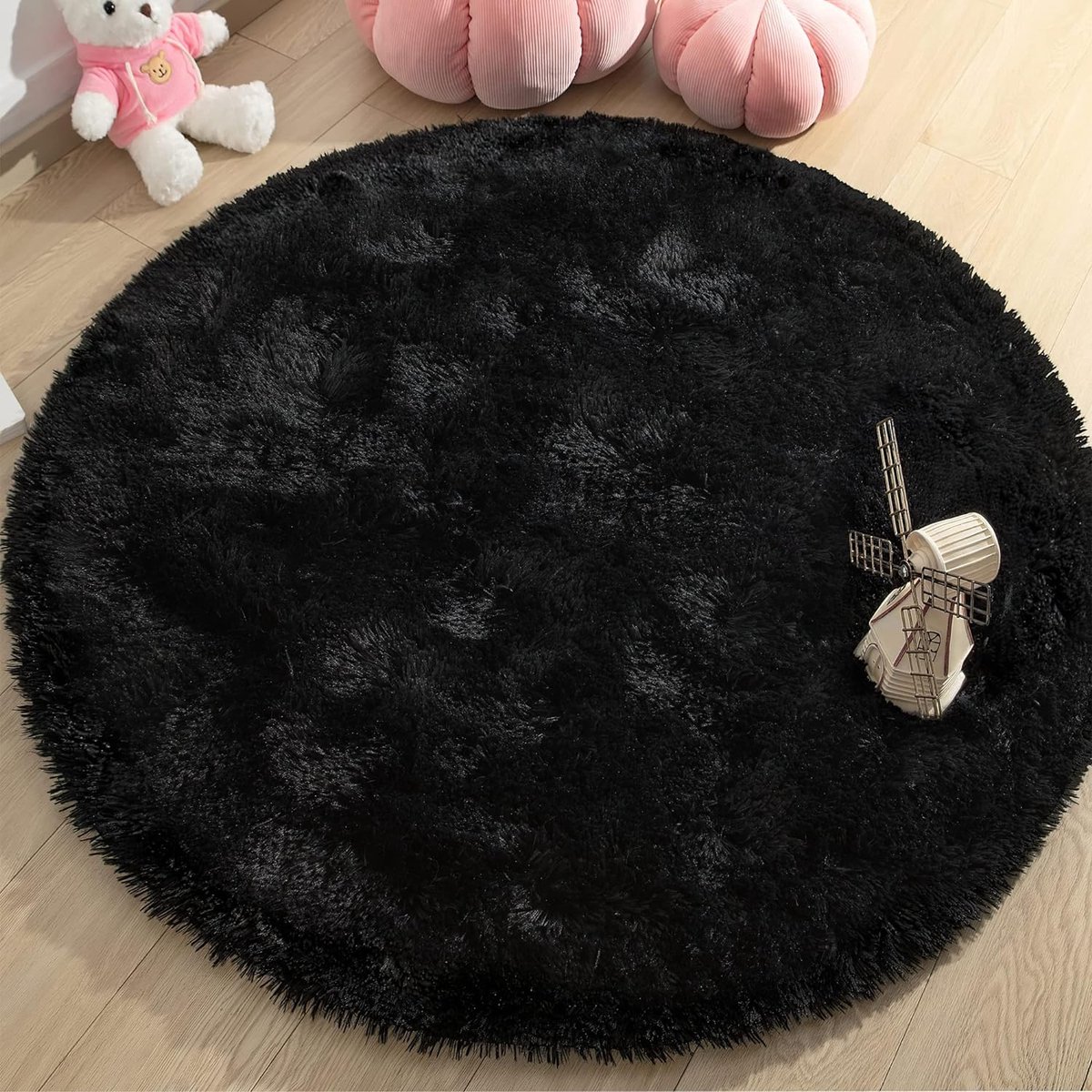 Homcomodar Rond Tapijt Slaapkamer 120cm Vintage Blauw Tapijt Wasbaar Antislip Vloerkleed Rond