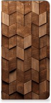 Book Wallet Case geschikt voor Samsung Galaxy A14 4G Wooden Cubes