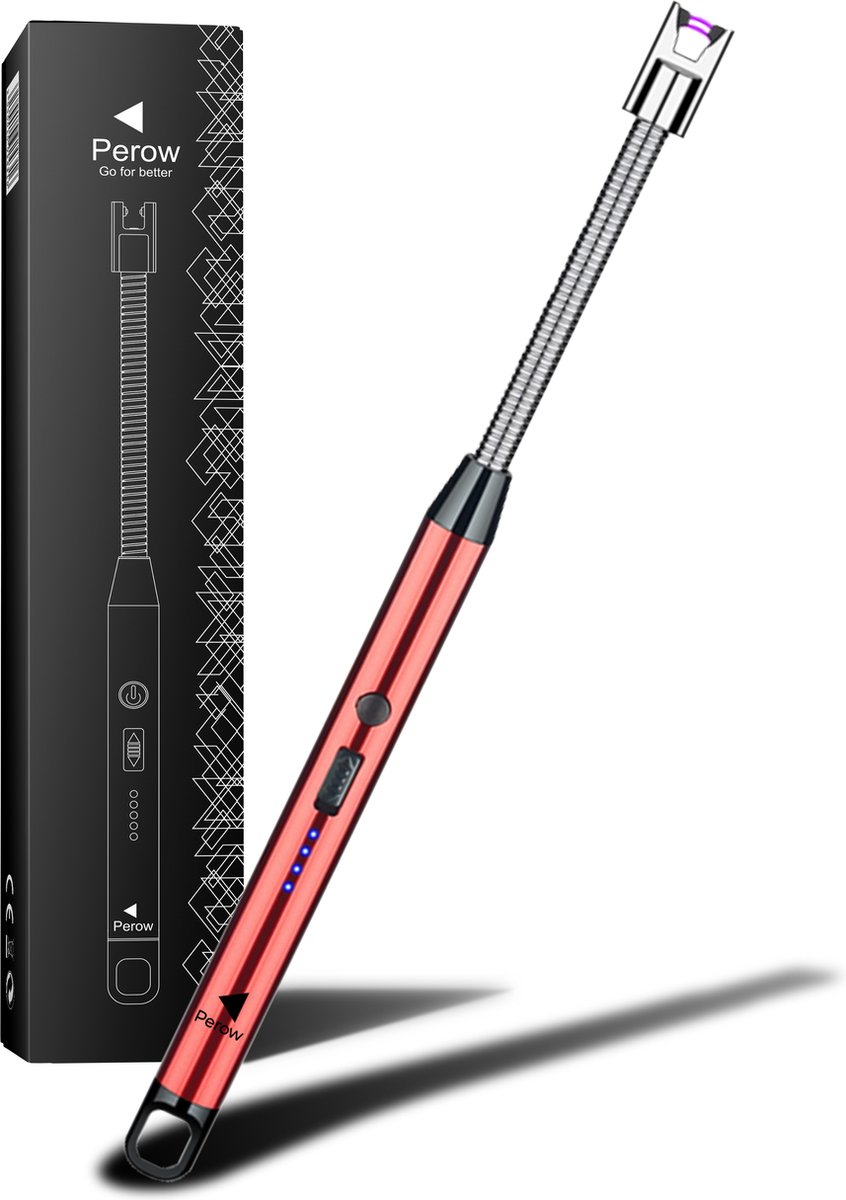 Goedkoopste Oplaadbare Lange Elektrische Aansteker - Buigbare Aansteker Haak - Duurzame Plasma Aansteker - Vuurwerk Aansteker - USB C - Inclusief Cadeauverpakking - BBQ - Kaarsen - Rood