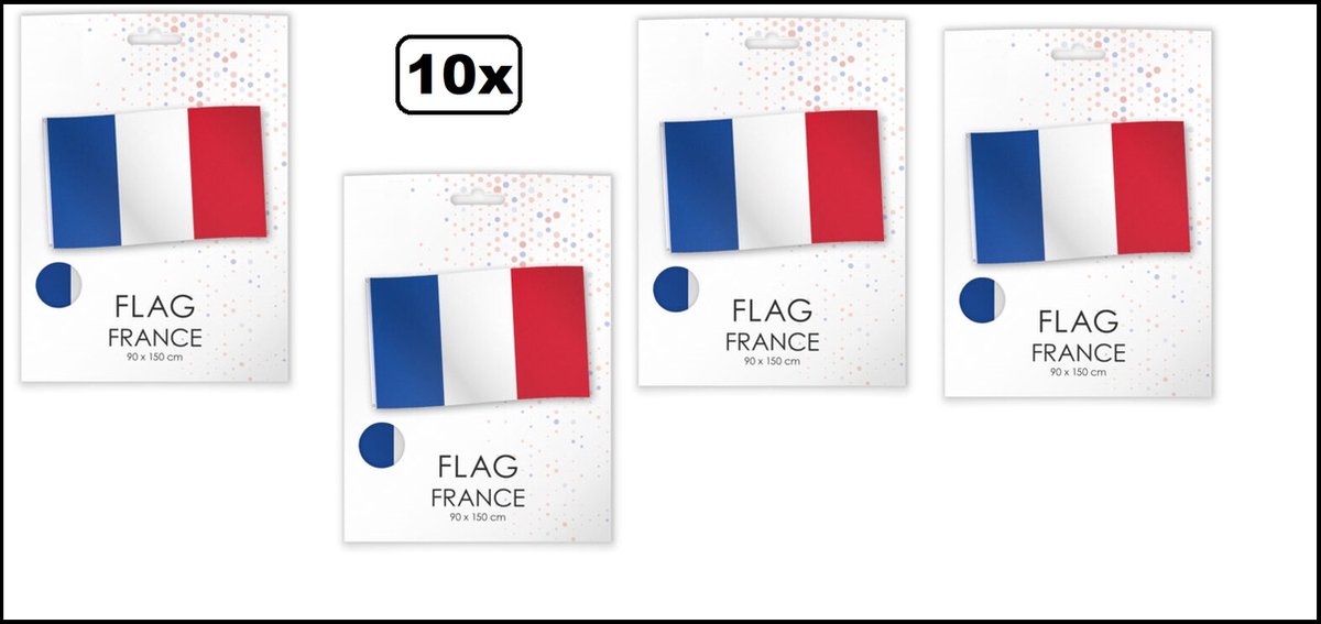 10x Vlag Frankrijk 90cm x 150cm- Merk WEFIESTA - geleverd in luxe doos - Landen Frans national EK WK voetbal hockey sport festival thema feest