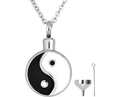 Luxe Ashanger - met Ketting - Voor As, Haren of Parfum - Assieraad - As Ketting - Gedenksieraad - Urn - Incl. As vuller en Opbergzakje - Yin Yang