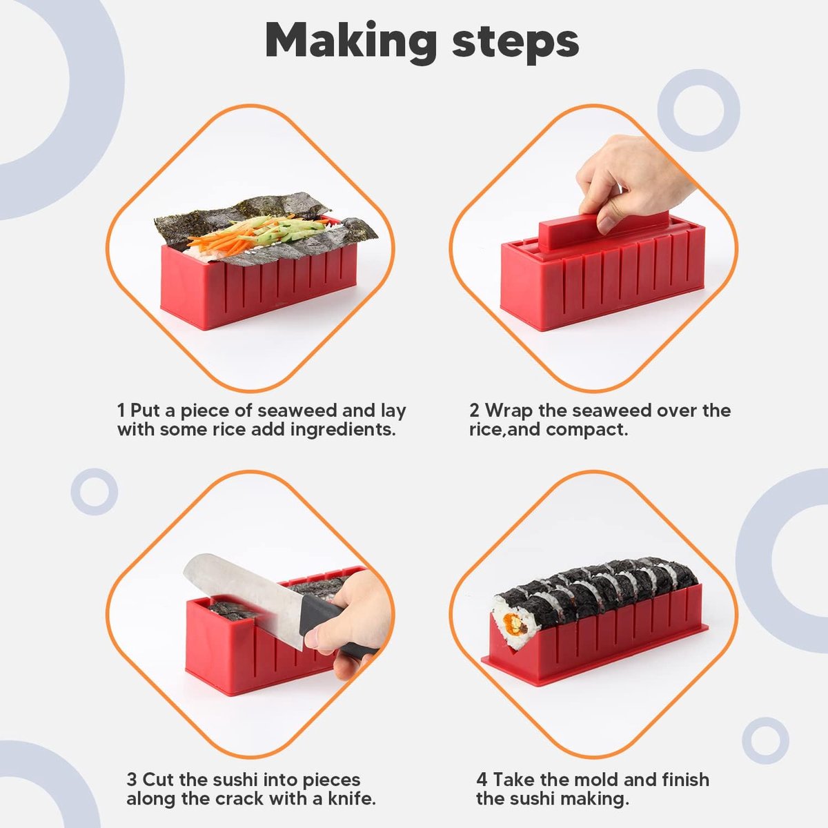 Kit de fabrication de sushis pour débutants, outil de fabrication de sushis  en plastique de 10 pièces
