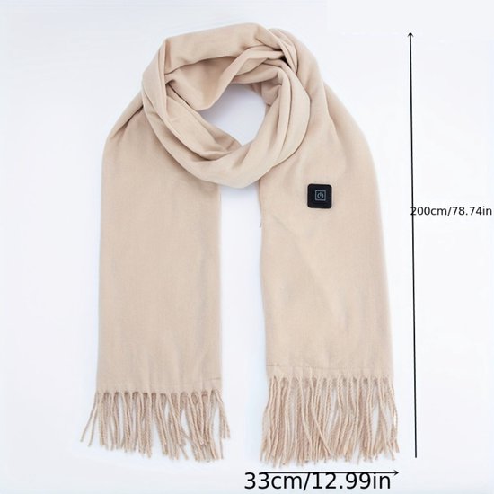 Sintege 2 stuks verwarmde sjaal voor dames en heren, USB-verwarmde sjaal, elektrische sjaal, zacht, warm, oplaadbaar, voor de winter, kaki, licht, zwart, klassieke kleuren/licht kaki, zwart, One size