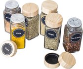 24 pots à épices en verre et bois avec étiquettes multilingues, pour conserver les épices dans la cuisine, pots à épices, en verre avec couvercle en bambou