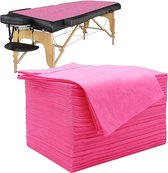 Wegwerp Bedlaken voor massagestoelen, 100 stuks, van vliesstof voor massagetafel, SPA Tattoo Salon Hotels bedden - 80 x 180 cm (roze)
