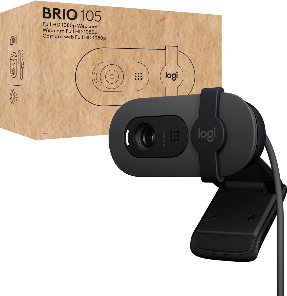 WEBCAM - Brio 105 Full HD 1080p Webcam - GRAPHITE - USB - N/A - EMEA28-935