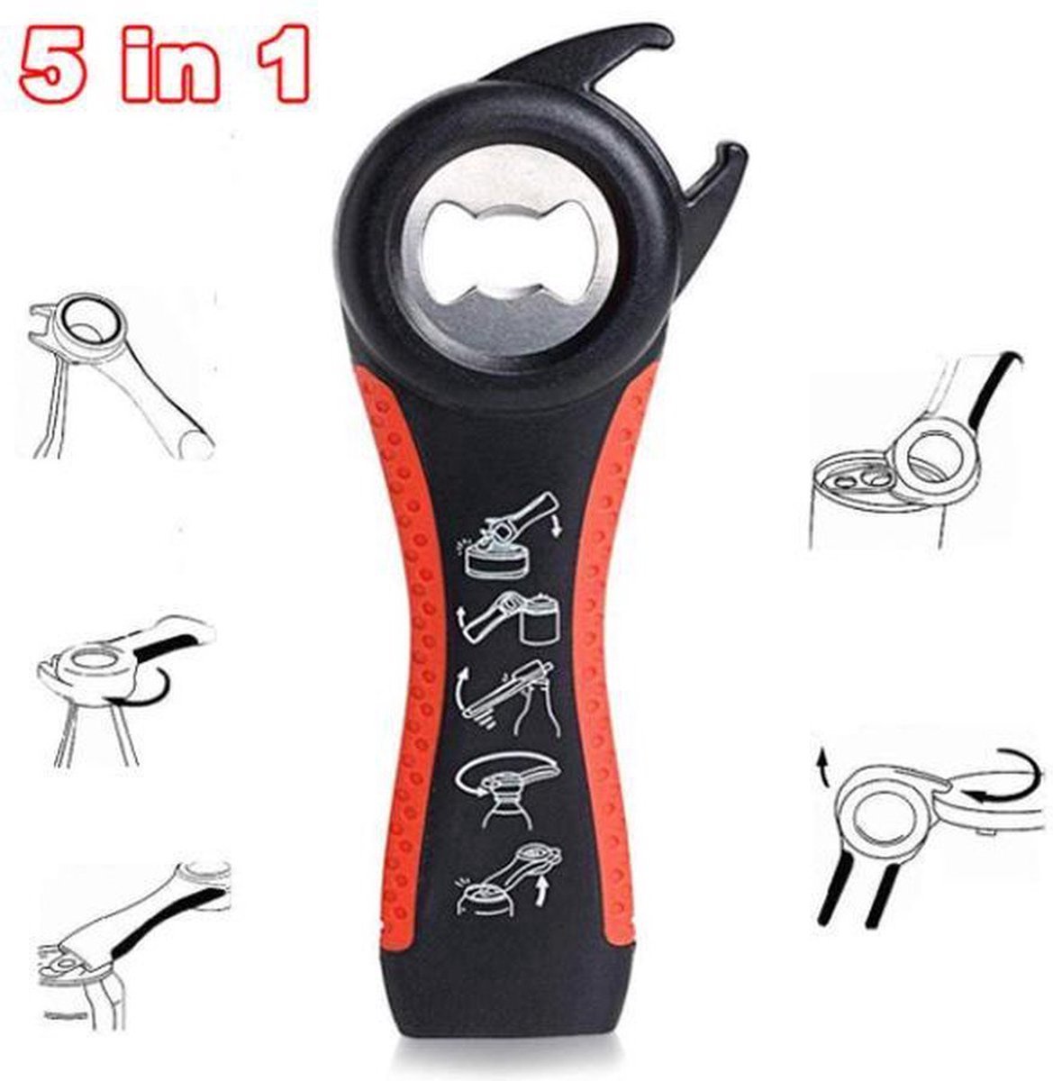 Finnacle - 6-in-1 & 5-in-1 Multifunctionele Openers Set - Keukenhulp, Blikopener, Flesopener, Opener & Keukenaccessoire (2 stuks)