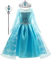 Prinsessenjurk met toverstokje en tiara - Verkleedkleren - Thema - Feestje - Meisjes - Prinses - Blauw