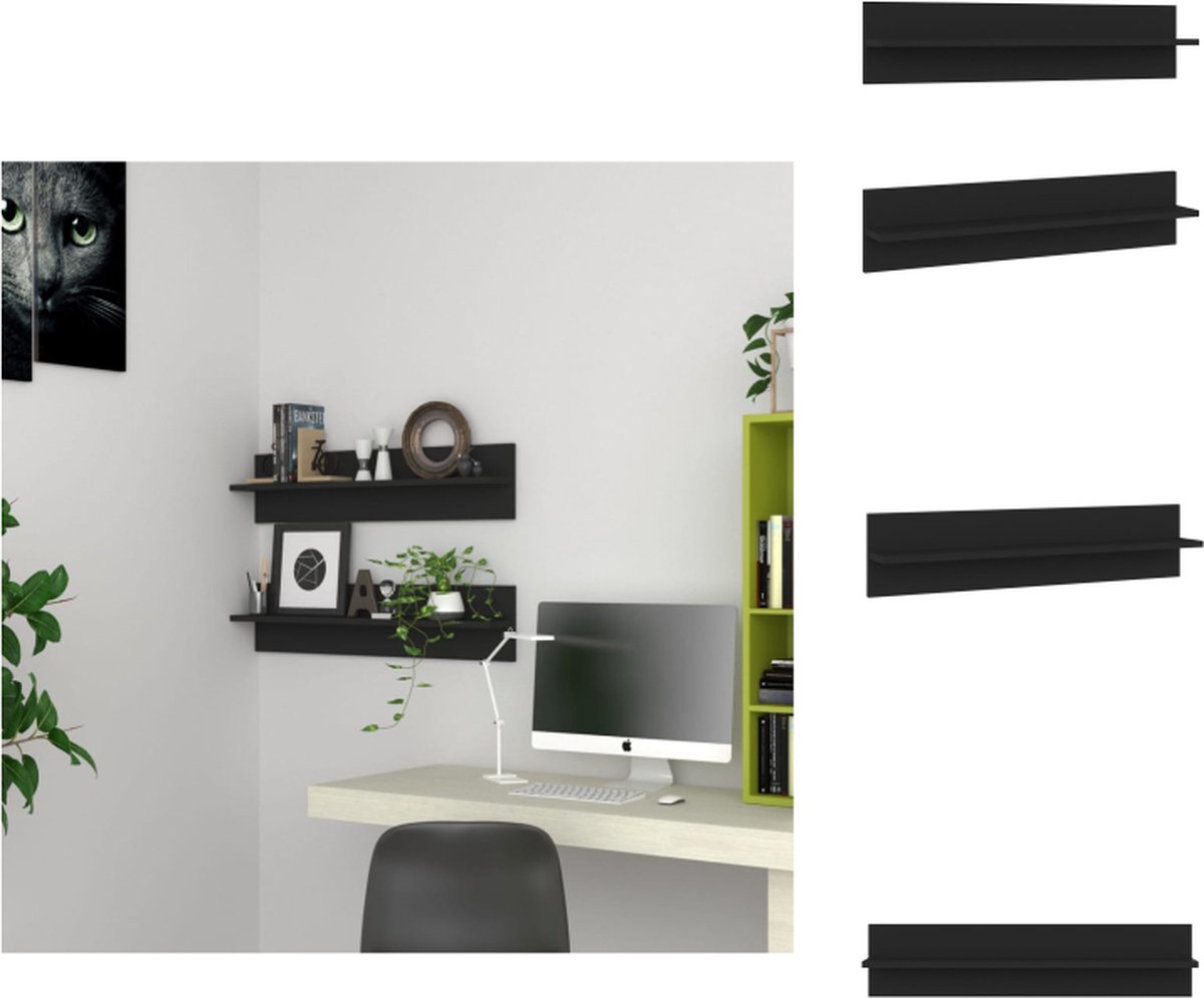 VidaXL Wandplanken Hanging Shelves Woonkamer 80 x 11.5 x 18 cm zwart Wandsteun