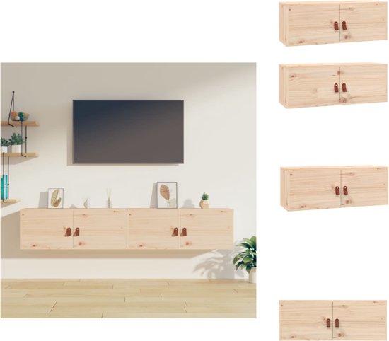 vidaXL Wandkasten 2 st 30x30x60 cm massief grenenhout zwart, houten wandkast, hangende kast, wandschap, hangkast, wand tv-kast, wandmeubel