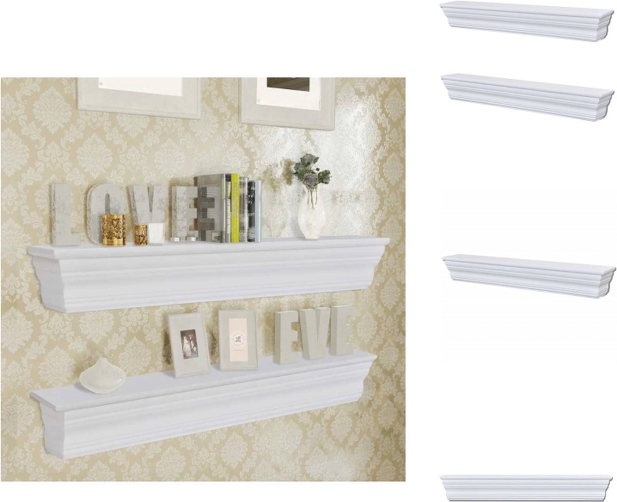 VidaXL Wandplanken Barokstijl MDF 61 x 9.5 x 9 cm Wit Wandsteun