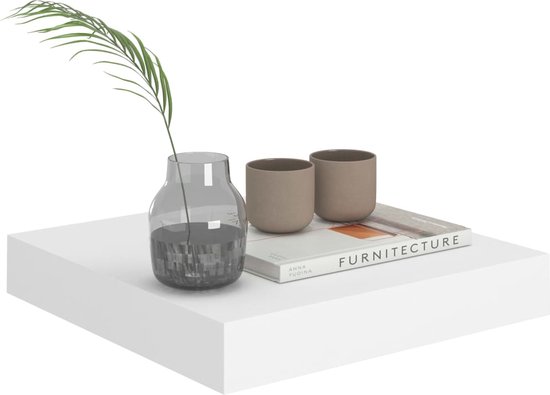 vidaXL Étagères murales Trendy - Set de 4 - MDF - Métal - 23x23,5x3,8 cm - Wit - Support mural