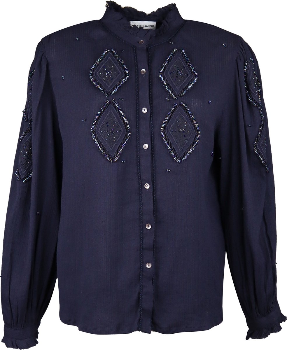 Antik Batik • donkerblauwe blouse Ayo • maat M/40