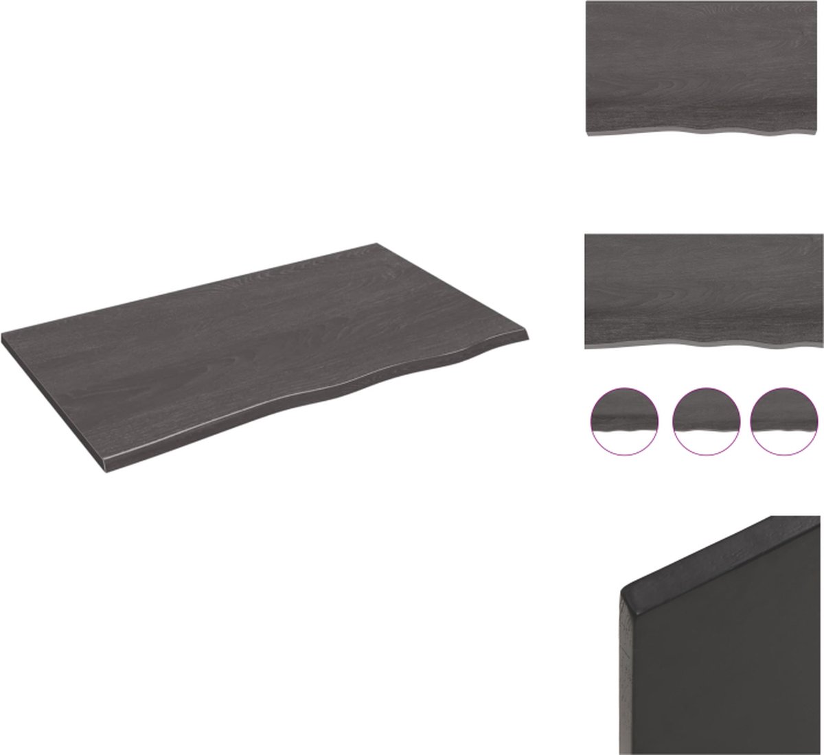 VidaXL Wandplank Rustieke Stijl Eikenhout 100 x 60 x 2 cm Donkergrijs Wandsteun