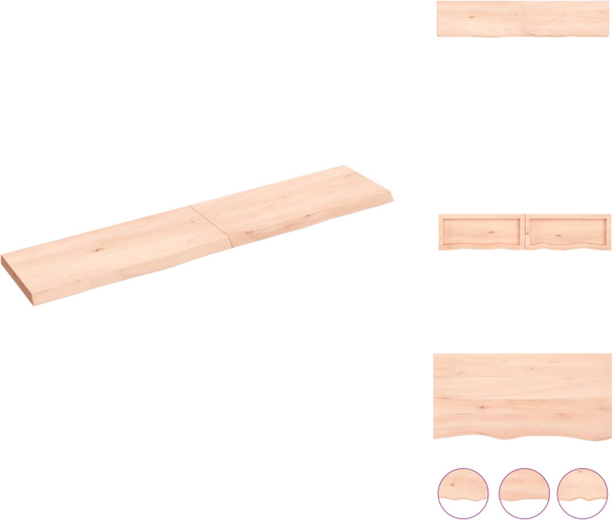 VidaXL Wandplank Rustieke Stijl Massief Eikenhout 140 x 30 x 4 cm Draagvermogen 20 kg Wandsteun