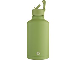EcoBotl - Epic - 2000ml - Olive - Waterfles - Roestvrijstaal - Drinkfles - 2 liter - Geïsoleerd - Duurzaam - Herbruikbaar - Eco - RVS