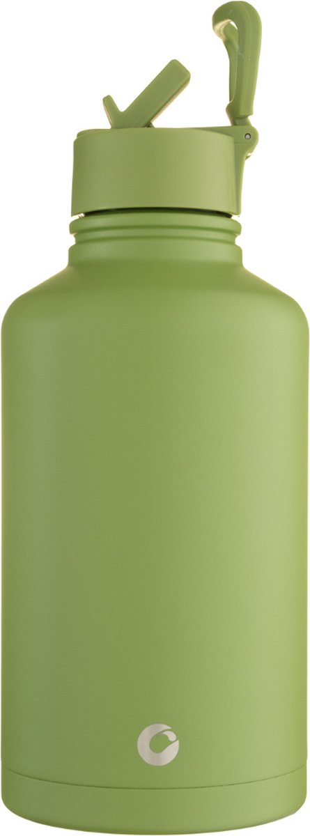 EcoBotl - Epic - 2000ml - Olive - Waterfles - Roestvrijstaal - Drinkfles - 2 liter - Geïsoleerd - Duurzaam - Herbruikbaar - Eco - RVS