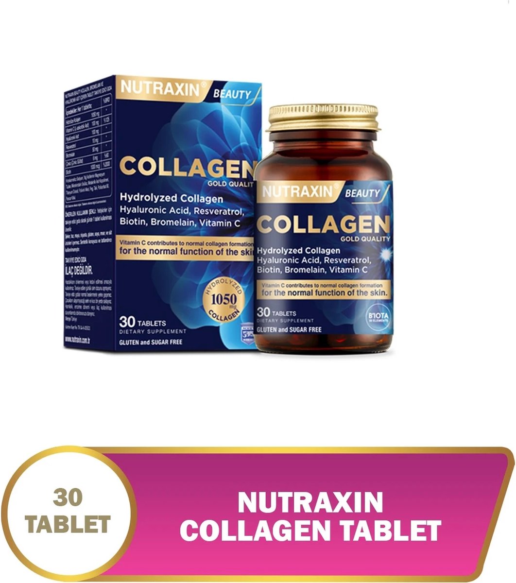 Goedkoopste Nutraxin Beauty Gold Collageen Vitamine C, Hyaluronzuur, Collageen Voedingssupplement (1 x 30 capsules