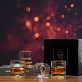 Skull Whisky Glas, Crystal Bourbon Bril Set van 2