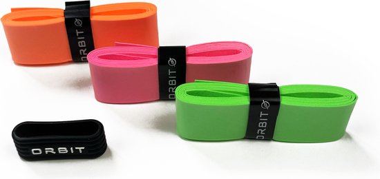 Orbit Padel Roze Groene Oranje Overgrip – 3 stuks incl. rubberen ring