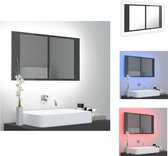 vidaXL Badkaast - Spiegel en LED - RGB-verlichting - 80 x 12 x 45 cm - Hoogglans grijs - Badkamerkast