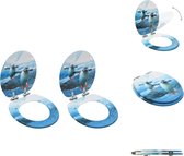 vidaXL Toiletbril - Pinguïn Ontwerp - MDF - Chroom-zinklegering - 42.5 x 35.8 cm - Verstelbare scharnieren - Set van 2 - Toiletbril