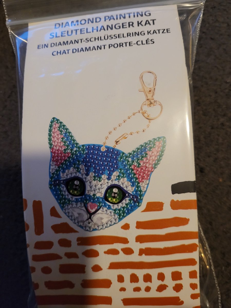 Diamond painting sleutelhanger kat