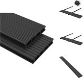 vidaXL Lames de terrasse WPC - Anthracite - 2 200 x 150 x 25 mm - Résistantes à l'eau et durables - Complets avec accessoires - Sol
