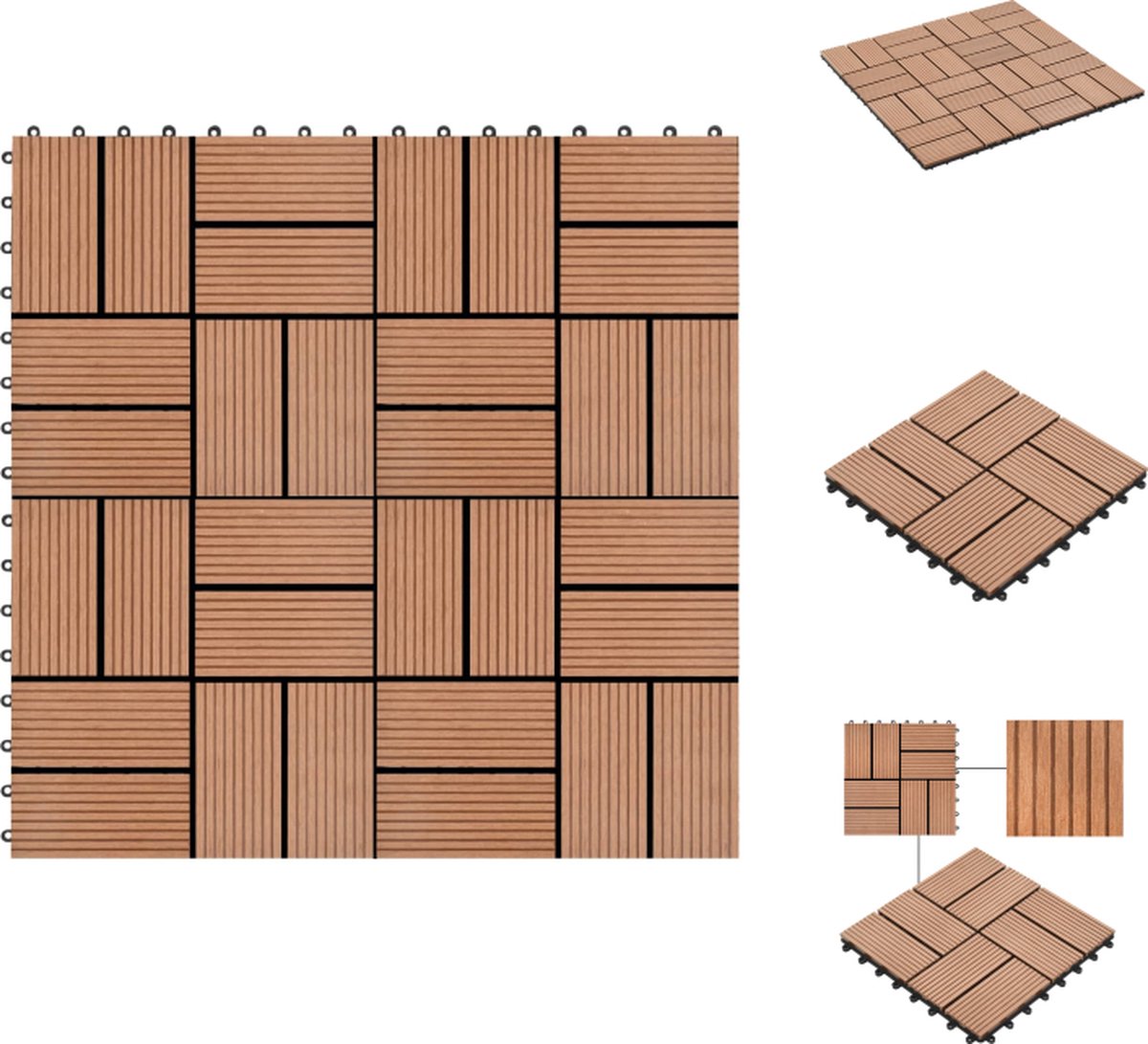 VidaXL HKC Terrastegelset HKC Terrastegels 30 x 30 cm Waterbestendig en duurzaam Vloer