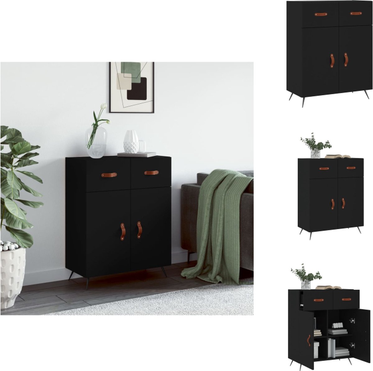 VidaXL Dressoir Modern Meubelen 69.5 x 34 x 90 cm Ken- Metalen poten Keukenkast