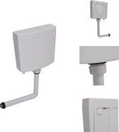 vidaXL Réservoir de toilettes - Grijs - 37,2 x 12,3 x 35,5 cm - Volume de chasse 3/6 L - 2 boutons de chasse d'eau - Installation facile - Réservoir