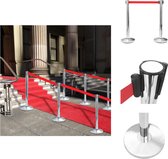 vidaXL Afzetpaal Roestvrij Staal - 93 cm - Anti-roest - ø 320 mm Bodemplaat - 48 x 2.000 mm Band - Zilver en Rood - Afzetpaal