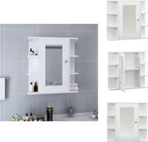 vidaXL Wandspiegelkast - badkamer - 66 x 17 x 63 cm - wit/zilver - glas en MDF - Badkamerkast