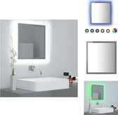 vidaXL Wandspiegel - LED - RGB-licht - Hoogglans grijs - 40x8.5x37cm - Badkamerkast