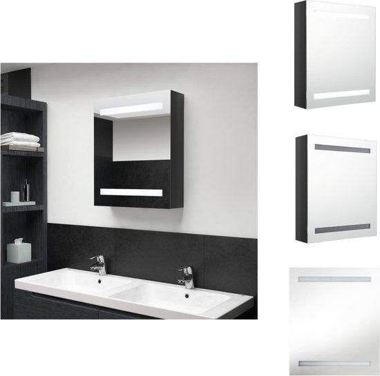 Vidaxl led opmaakkastje wandkast met spiegel zwarte glanzende mdf