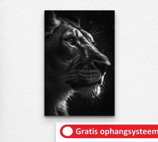 Tijger poster - Zwart wit - Tijger zwart wit poster - kantoor poster - poster tijger - poster schilderij - 120 x 80 cm